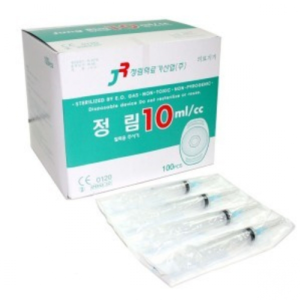 일회용주사기 정림 국산 10ml 23G 25mm(1inch) 100개입 주사기 주사침 개별포장